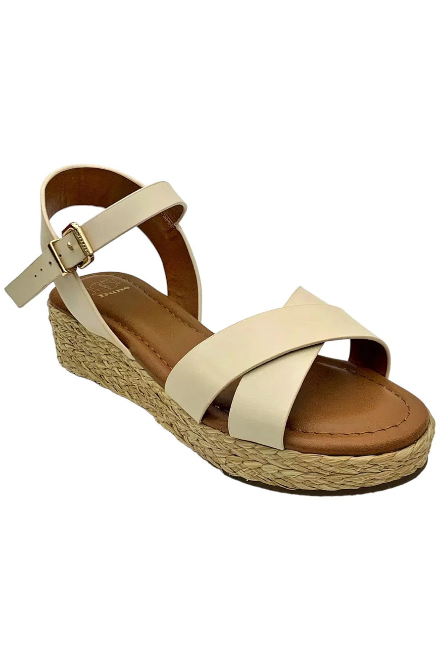 Dune London Leather Espadrille Sandals Linnie White - Medium